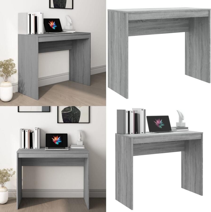 VidaXL Bureau 90x40x72 cm bewerkt hout grijs sonoma eikenkleurig Bureau Bureaus Schrijftafel Buro