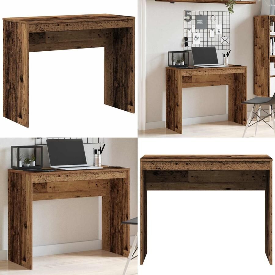 VidaXL Bureau 90x40x72 cm bewerkt hout oud houtkleurig Bureau Bureaus Schrijftafel Buro