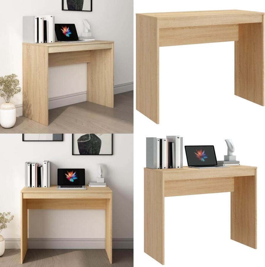 VidaXL Bureau 90x40x72 cm bewerkt hout sonoma eikenkleurig Bureau Bureaus Laptoptafel Computertafel