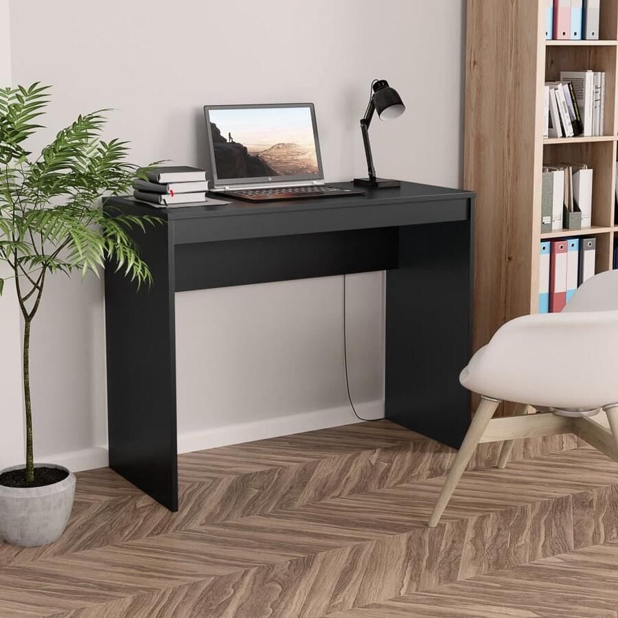 VidaXL Bureau 90x40x72 cm Bewerkt Hout Zwart Modern Bureau Houten Bureau Zwart Bureau Compact Bureau Werkblad Laptop Tafel Home Office Studeren Werken Minimalistisch Meubilair Design Bureau - Foto 2