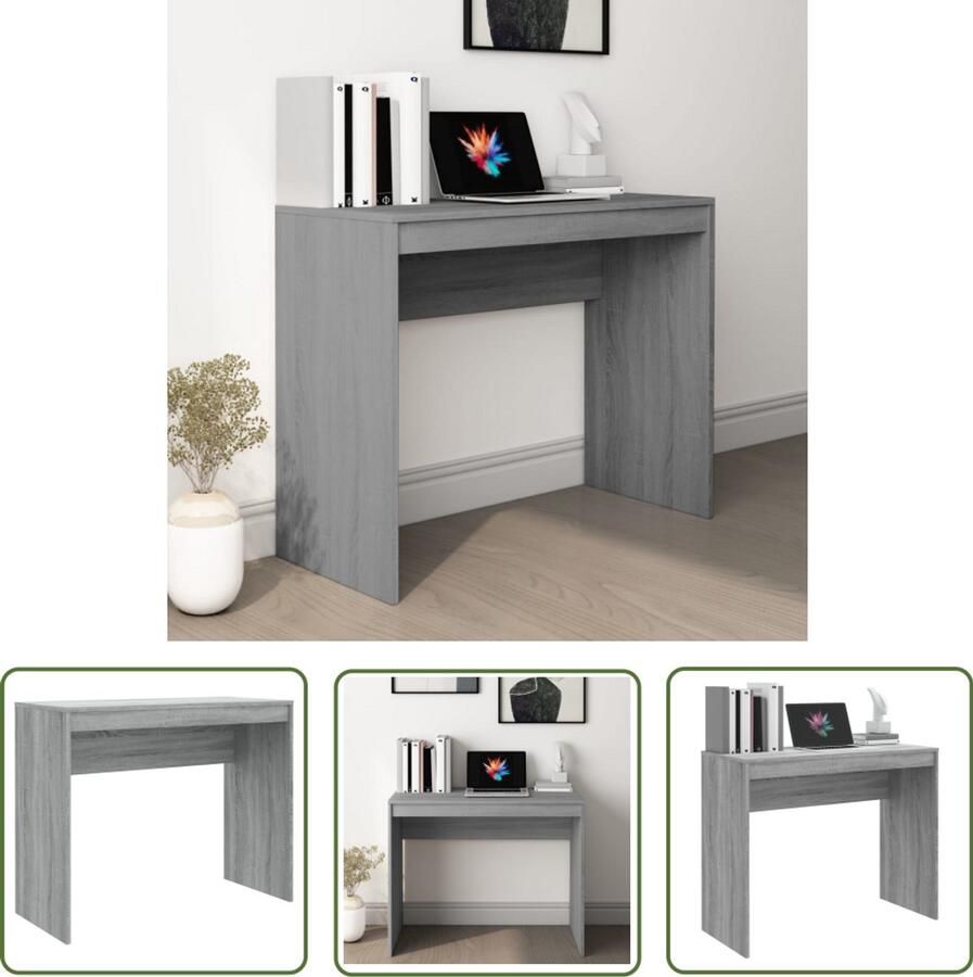 VidaXL Bureau 90x40x72 cm Grijs Sonoma Eiken Modern Bureau Houten Bureau Grijze Bureau Compact Bureau Thuiswerk Bureau Studentenbureau Laptop Bureau Schrijfbureau Ergonomische Bureaublad
