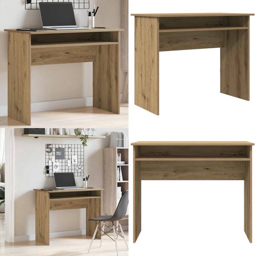 VidaXL Bureau 90x50x74 cm bewerkt hout artisanaal eikenkleur Bureau Bureaus Bureau