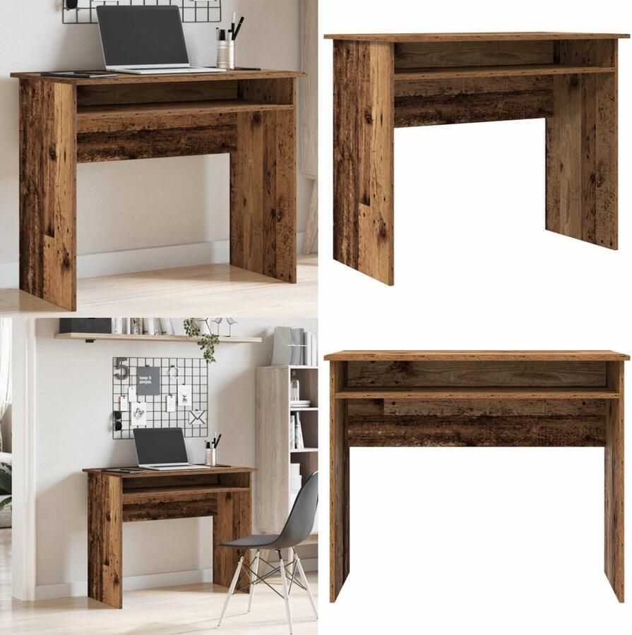 VidaXL Bureau 90x50x74 cm bewerkt hout oud houtkleurig Bureau Bureaus Bureau