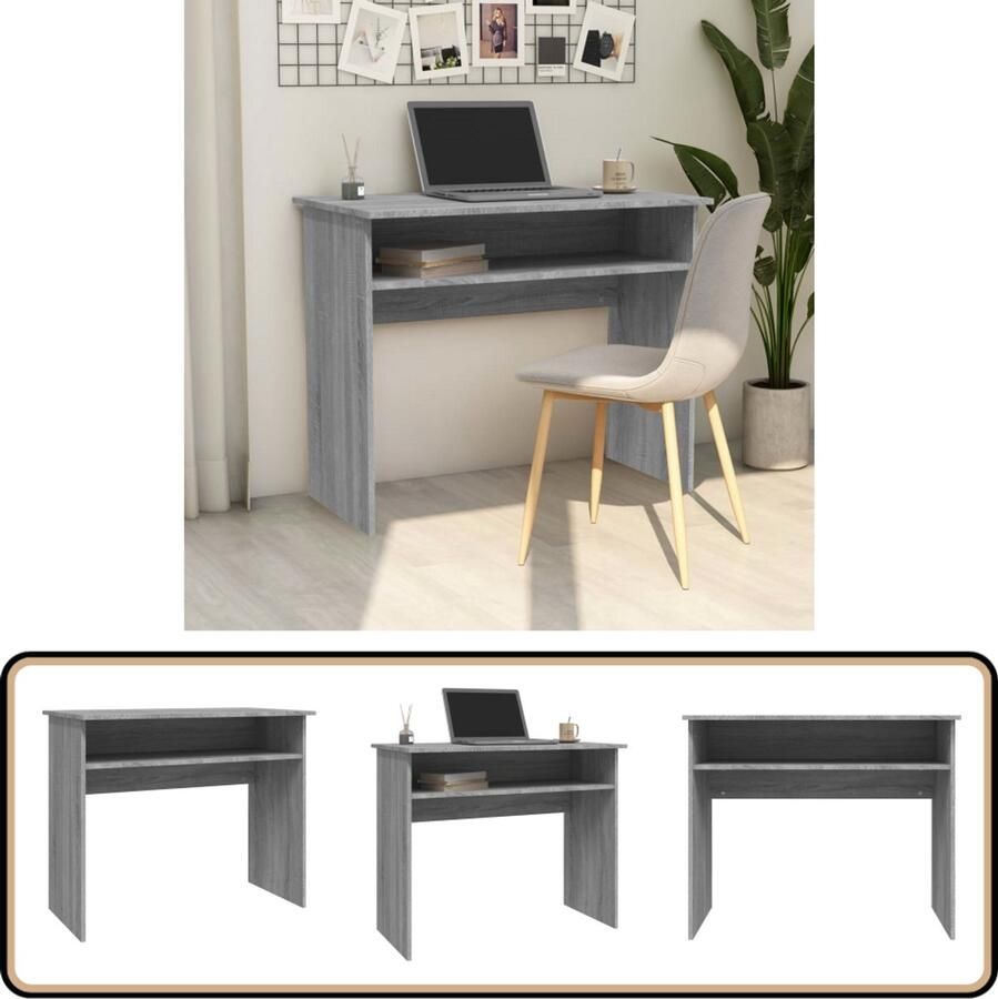 VidaXL Bureau 90x50x74 cm Grijs Sonoma Eiken Modern Bureau Houten Bureau Grijze Bureau Kantoor Meubilair Thuiswerkplek Ergonomische Bureau Opbergruimte Bureau Compact Bureau Stijlvol Bureau