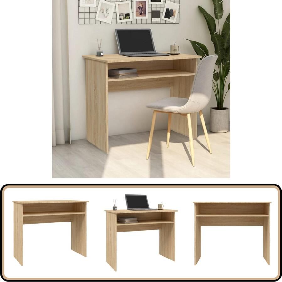 VidaXL Bureau 90x50x74 cm Sonoma Eiken Met Opbergruimte Computerbureau Bureau Houten Bureau Sonomaneik Kantooraccessoires