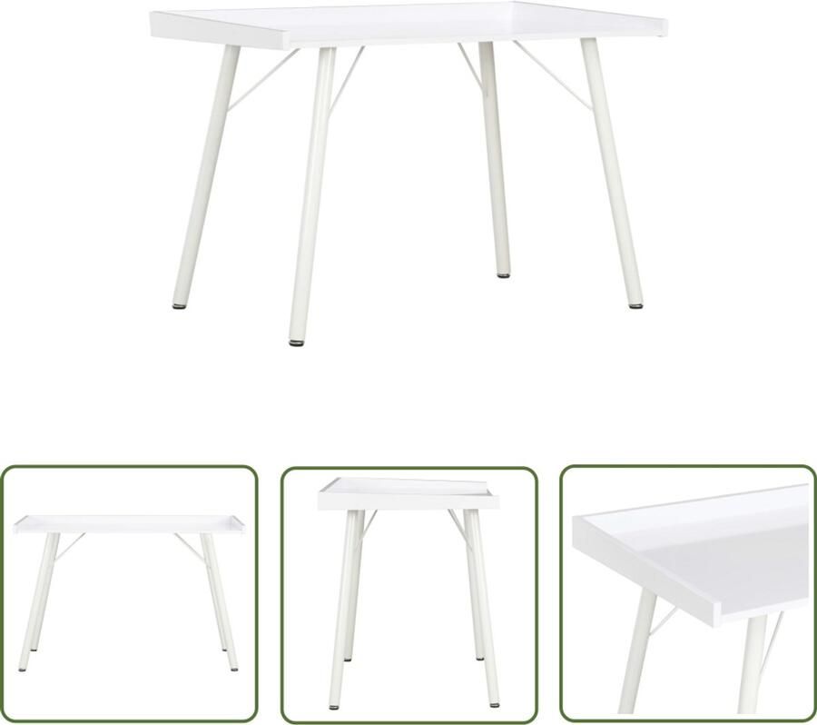 VidaXL Bureau 90x50x79 cm Wit Met verhoogde achterkant Kantoormeubilair Computerbureau Schrijfblad Werkblad Houten Bureau Witte Meubels Hoeken Bureau Klein Bureau Ergonomische Bureaublad