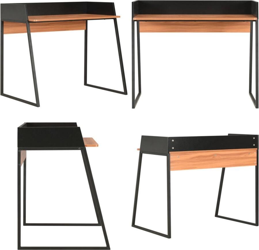 VidaXL Bureau 90x60x88 cm zwart en bruin Computertafel Computertafels Computerbureau Computerbureaus