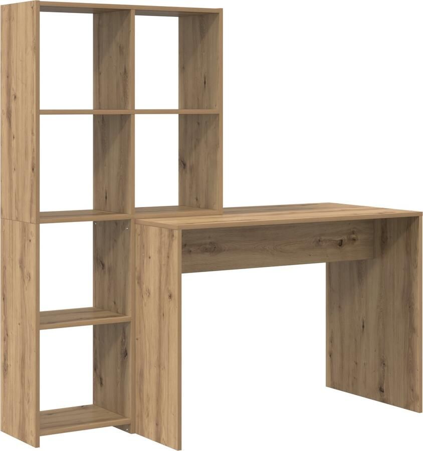 VidaXL Bureau artisanaal eikenkleurig 138.5 x 55 x 143 cm Bewerkt hout