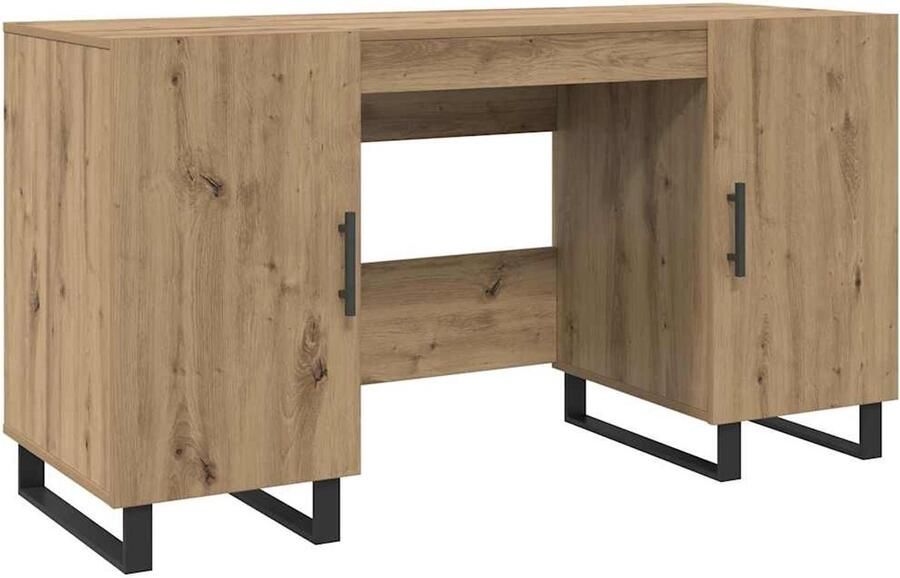 VidaXL Bureau artisanaal eikenkleurig 140 x 50 x 75 cm Bewerkt hout
