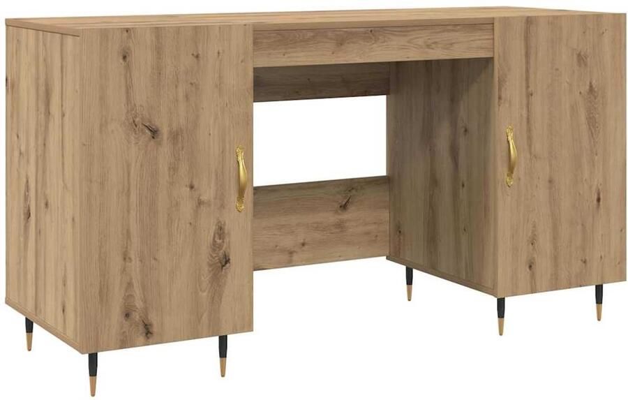 VidaXL Bureau artisanaal eikenkleurig 140 x 50 x 75 cm Bewerkt hout