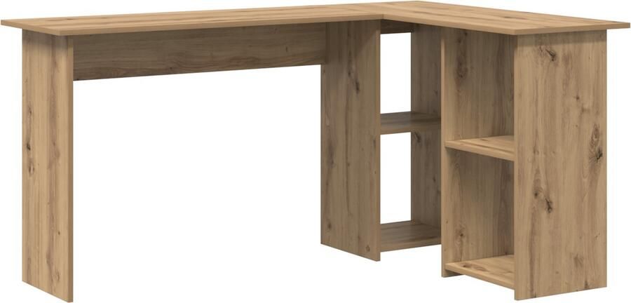 VidaXL Bureau artisanaal eikenkleurig 142 x 102 x 73 cm Bewerkt hout