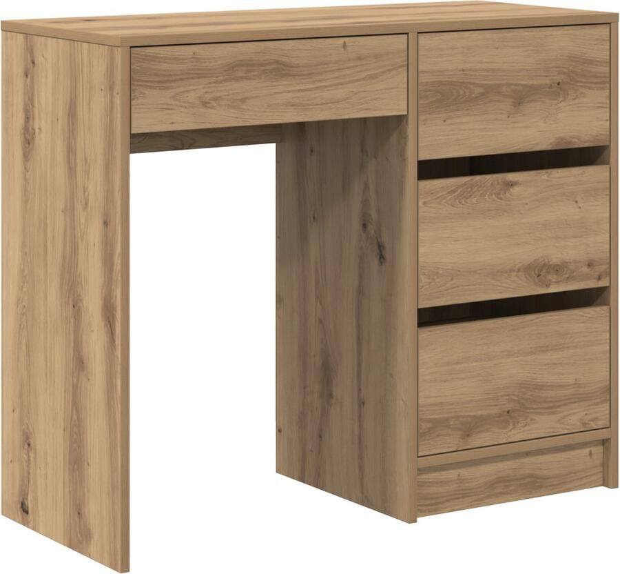 VidaXL Bureau artisanaal eikenkleurig 90 x 37 5 x 75 cm Bewerkt hout