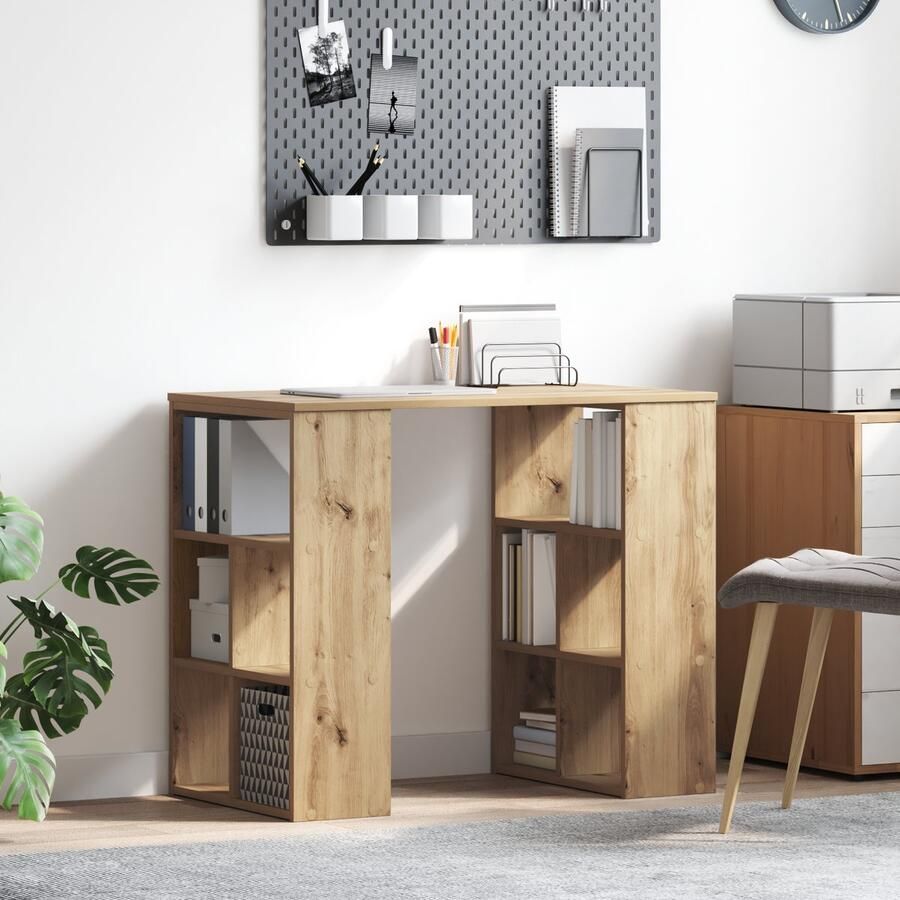 VidaXL Bureau artisanaal eikenkleurig 90 x 50 x 75 cm Bewerkt hout