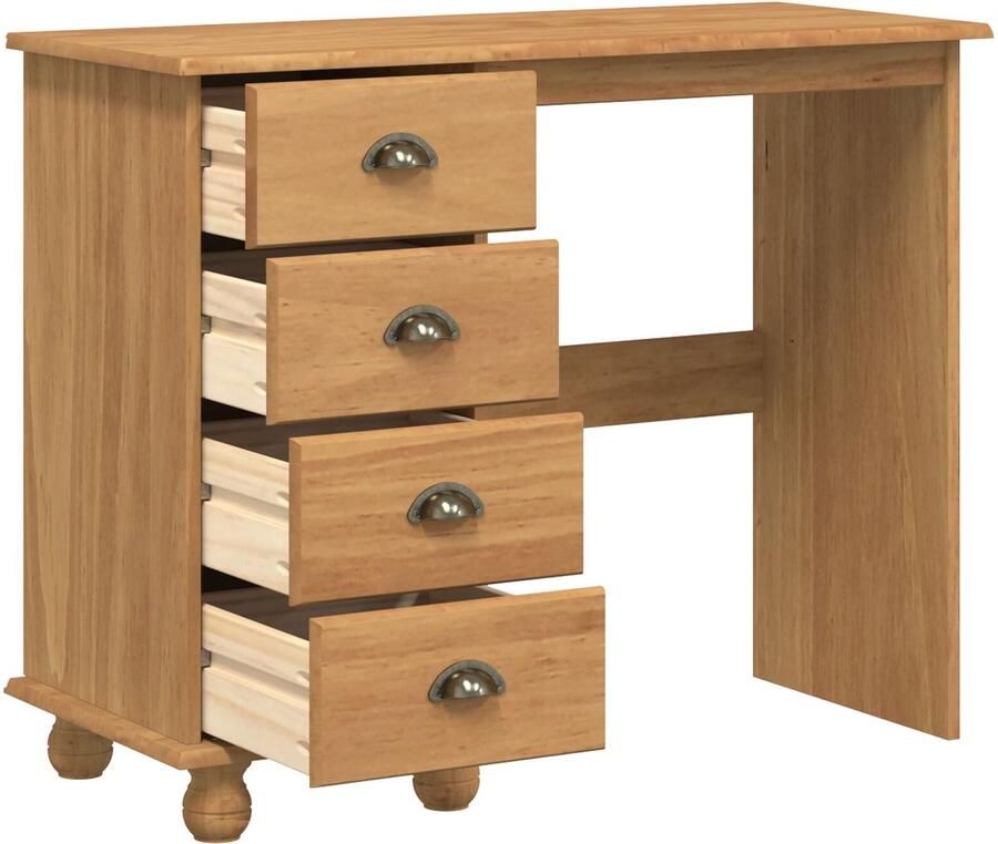 VidaXL Bureau met lade ASKIM Bruin 95 x 40 x 75 cm Massief grenenhout