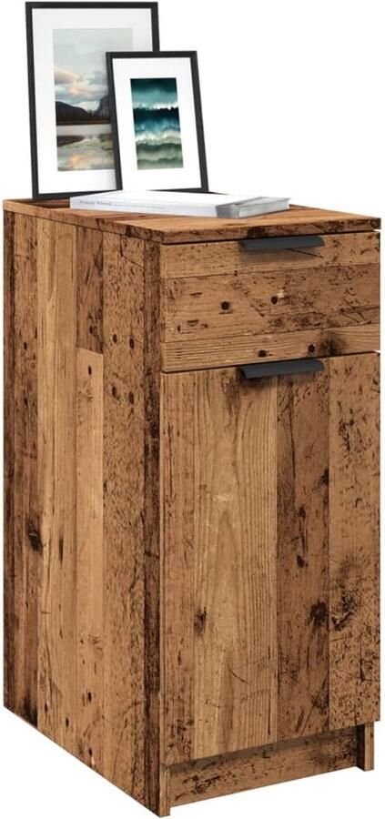 VidaXL Bureau Bewerkt Hout 33x50x75 cm Oud Houtkleurig Bureaukast Bureaukasten Opbergkast Kantoorkast