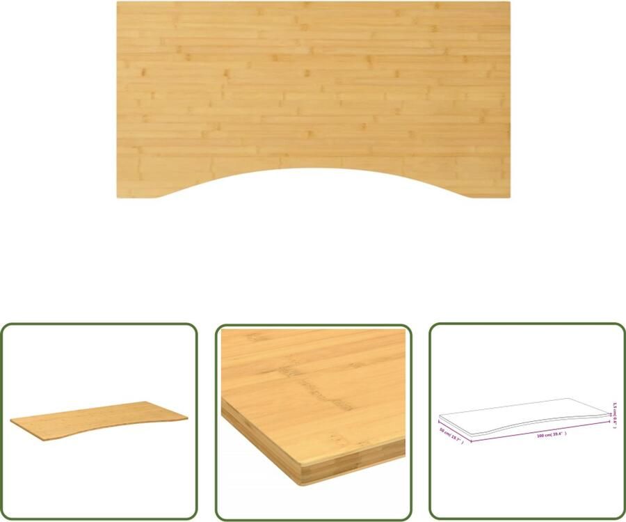 VidaXL Bureau Blad Bamboebureaublad Bureaublad 100x50x1 5 cm bamboe Houten Bureau Home Office Werkblad