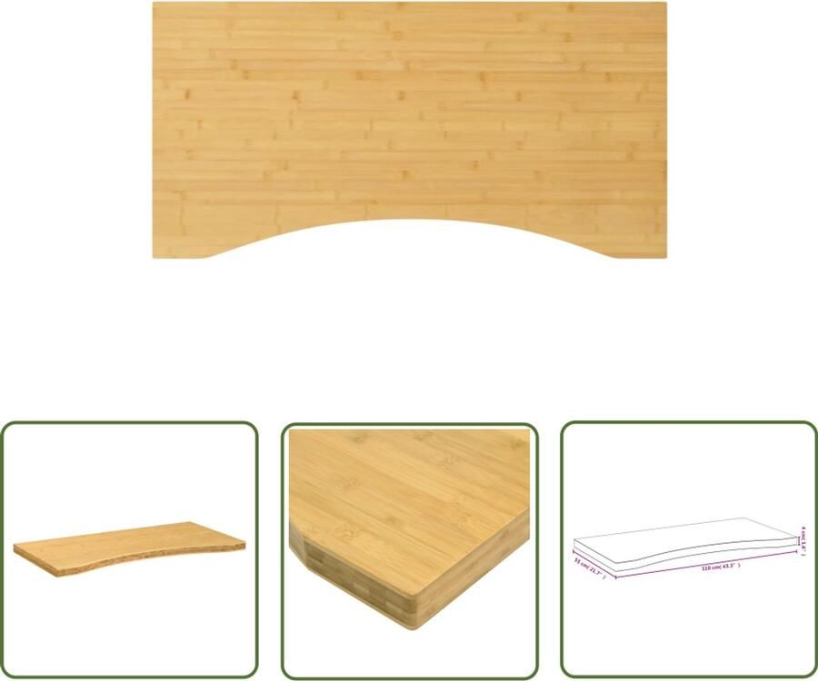VidaXL Bureau Blad Bamboebureaublad Bureaublad 110x55x4 cm bamboe Houten Bureau Home Office Werkblad
