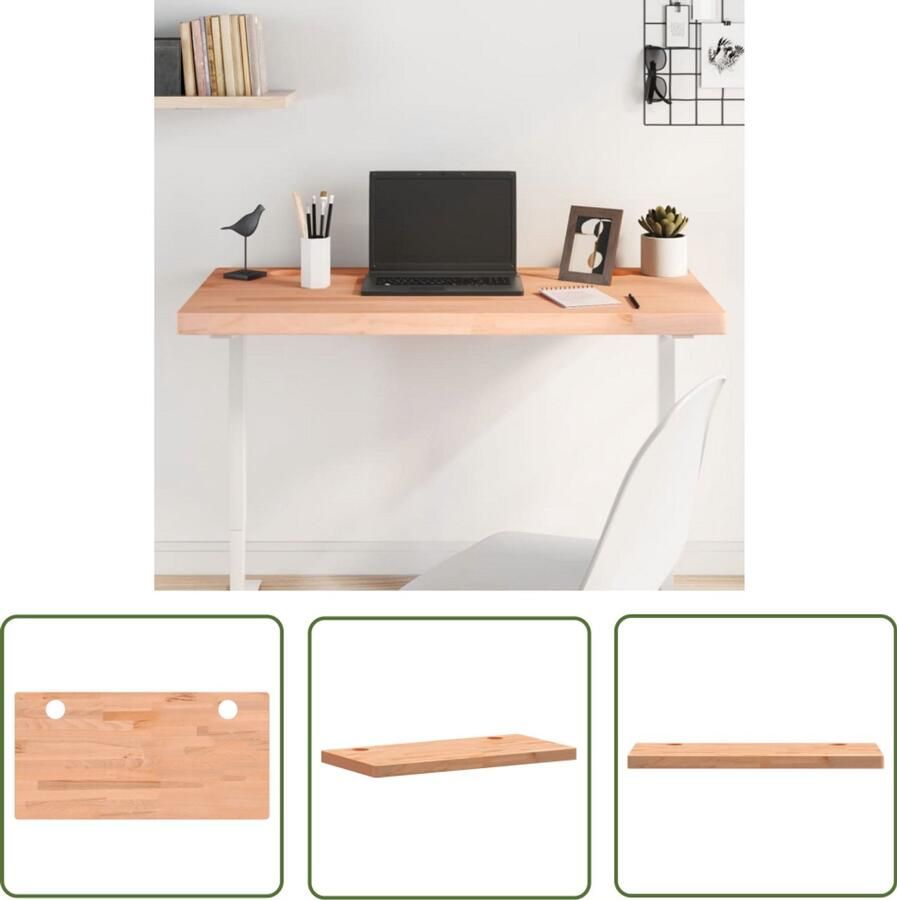 The Living Store Bureaublad 100x50x4 cm massief beukenhout Bureau Blad Bureau Beukenhouten Bureau Houten Bureau Kantoormeubilair