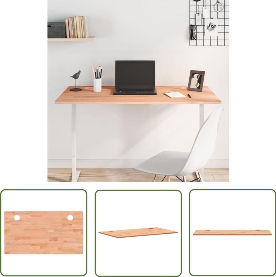 The Living Store Bureaublad 110x60x1 5 cm massief beukenhout Bureau Blad Bureau Houten Bureau Beukenhouten Bureau Werkblad