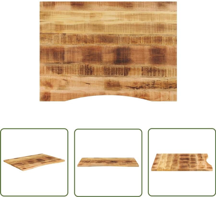 VidaXL Bureau Blad Bureaublad met ronding 110x80x2 5 cm massief ruw mangohout Eettafel Mangohout Houten Bureau
