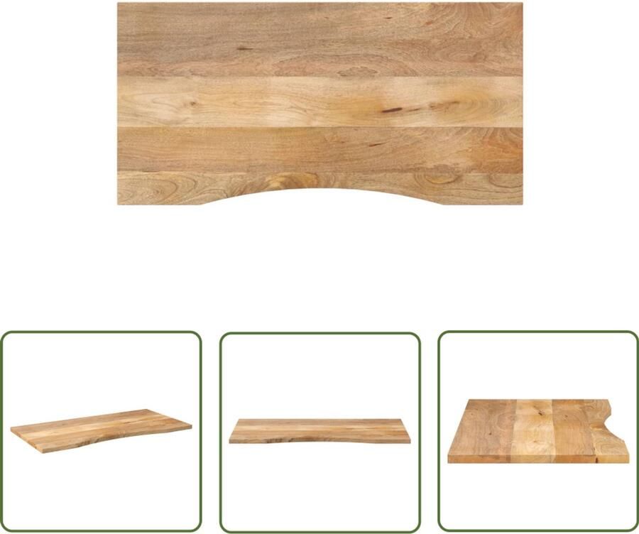 The Living Store Bureaublad met ronding 120x50x2 5 cm massief ruw mangohout Houten Bureau Blad Mangohout Bureau Landelijke Keuken Industriële Woonkamer
