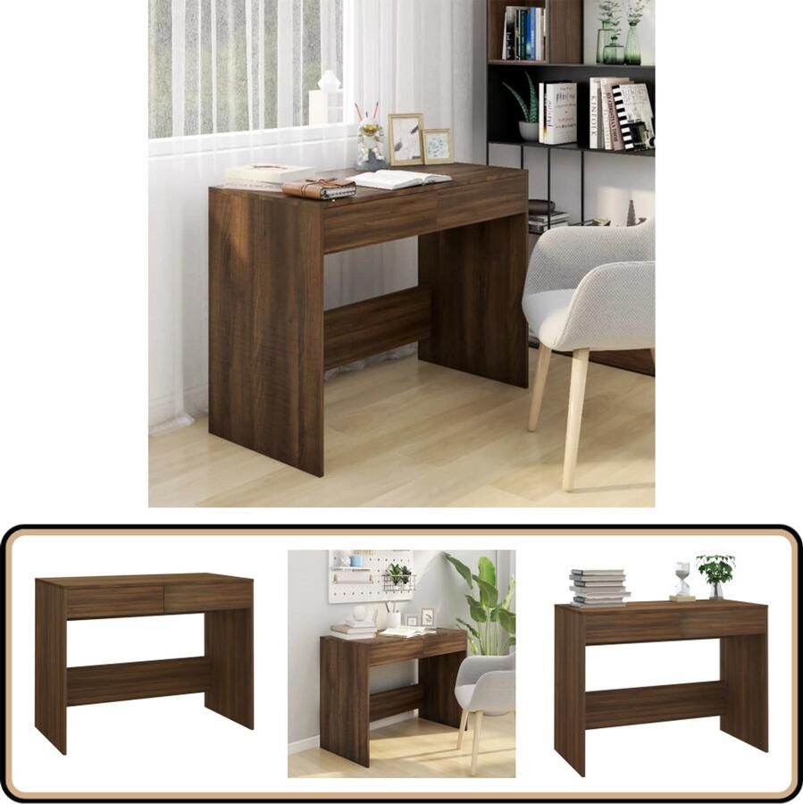 VidaXL Bureau Bruin Eikenkleur 101x50x76 5 cm Werktafel Bureau Computerbureau Houten Bureau Bruine Eiken Kleuren