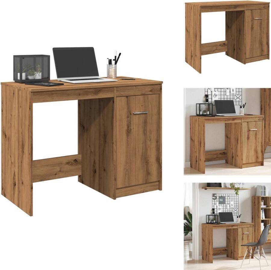 VidaXL Bureau Bureaus Bureau 100x50x76 cm bewerkt hout artisanaal eikenkleur