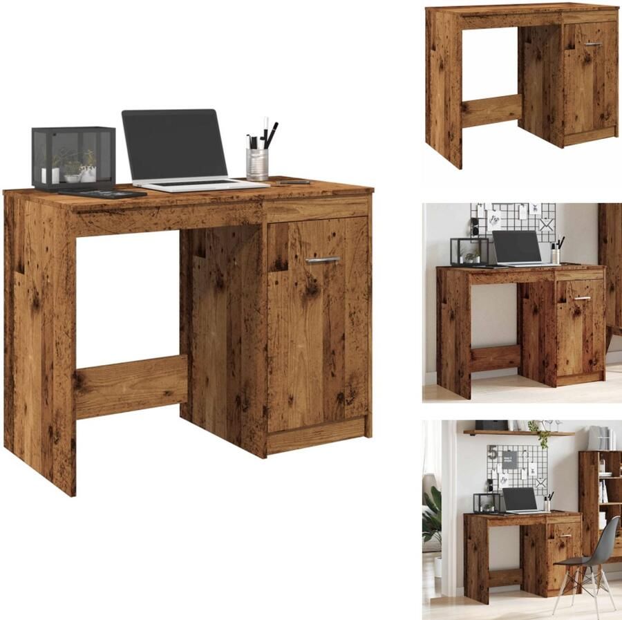 VidaXL Bureau Bureaus Bureau 100x50x76 cm bewerkt hout oud houtkleurig
