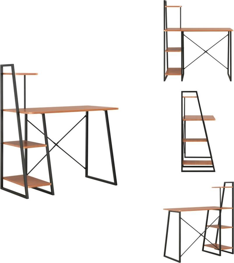 VidaXL Bureau Bureaus Bureau Met Schappen Bureaus Met Schappen Bureau met schappen 102x50x117 cm zwart en bruin