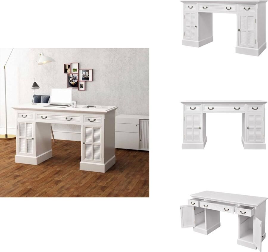 VidaXL Bureau Bureaus Bureau Ministre Bureau Ministre Bureau ministre wit 140x48x80 cm