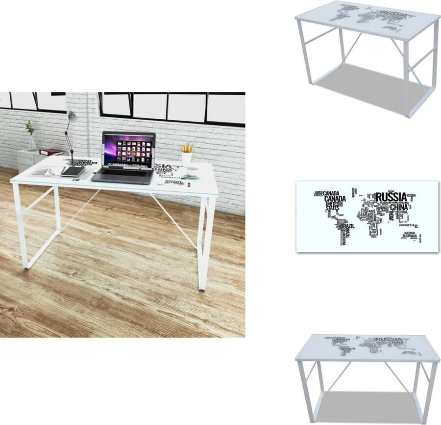 VidaXL Bureau Bureaus Buro's Bureau met wereldkaart opdruk (rechthoekig)