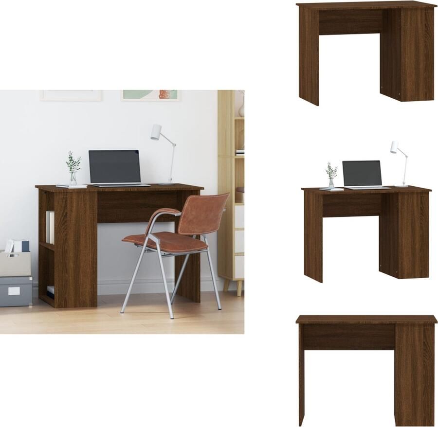 VidaXL Bureau Bureaus Computerbureau Computertafel Bureau 100x55x75 cm bewerkt hout bruineikenkleurig