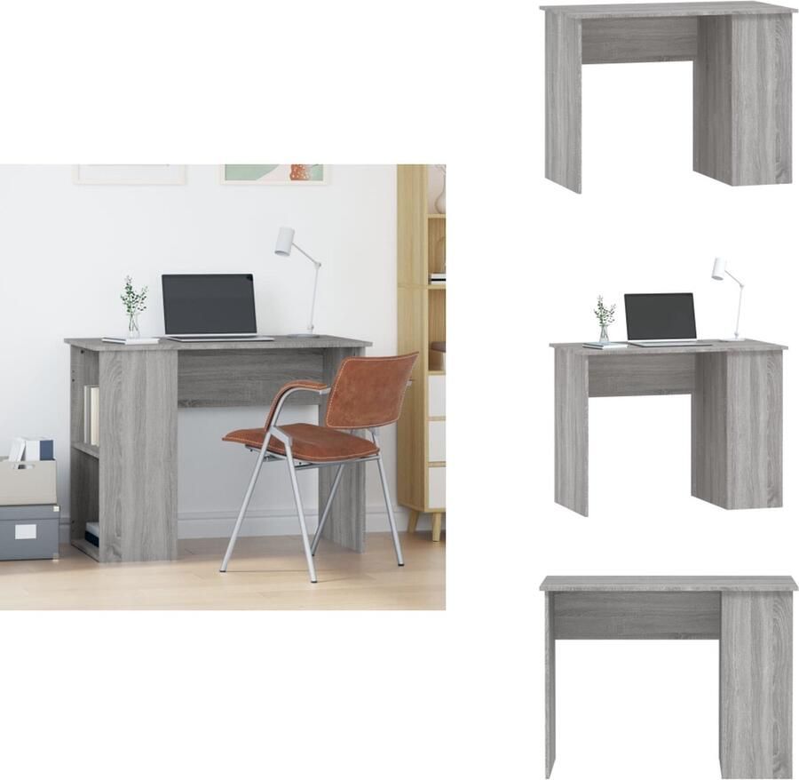 VidaXL Bureau Bureaus Computerbureau Computertafel Bureau 100x55x75 cm bewerkt hout grijs sonoma eikenkleurig