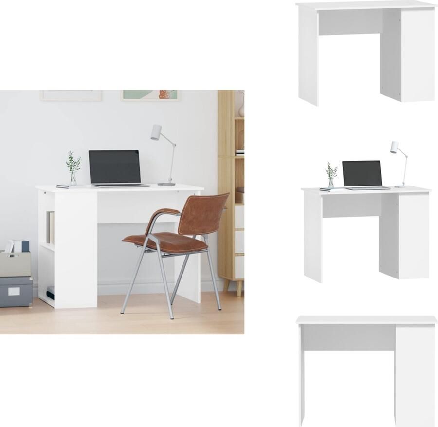 VidaXL Bureau Bureaus Computerbureau Computertafel Bureau 100x55x75 cm bewerkt hout wit