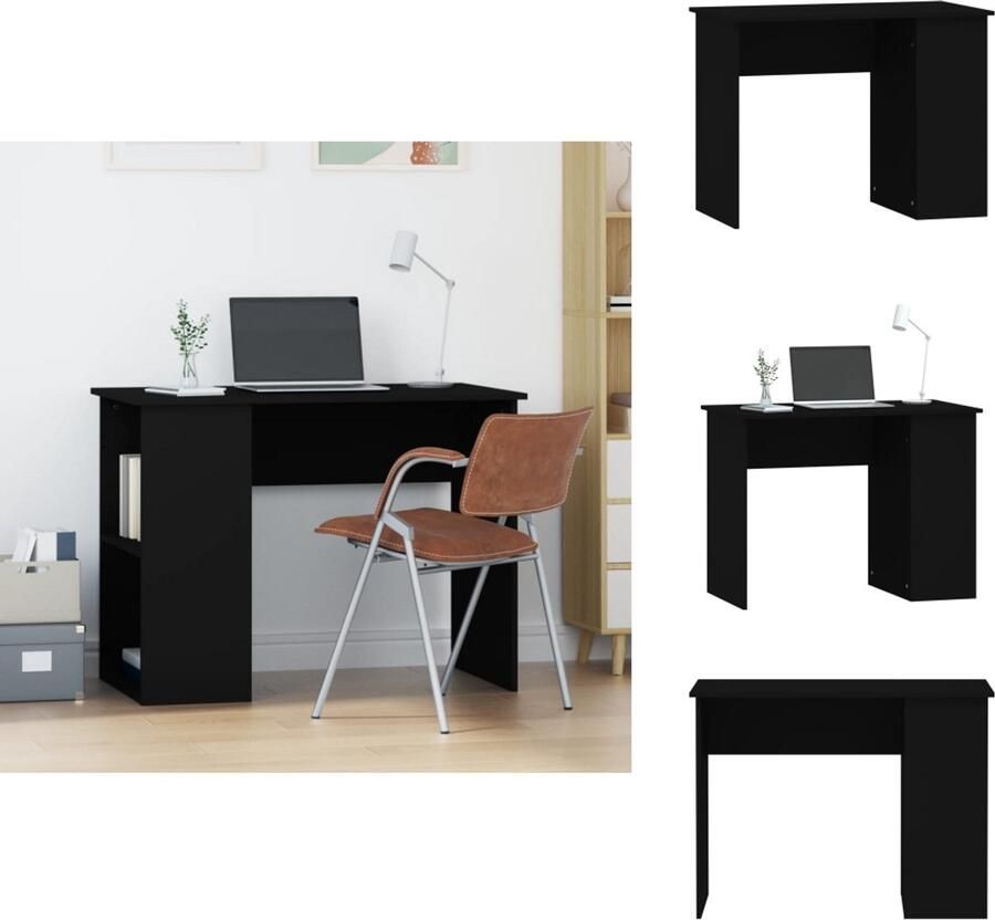 VidaXL Bureau Bureaus Computerbureau Computertafel Bureau 100x55x75 cm bewerkt hout zwart