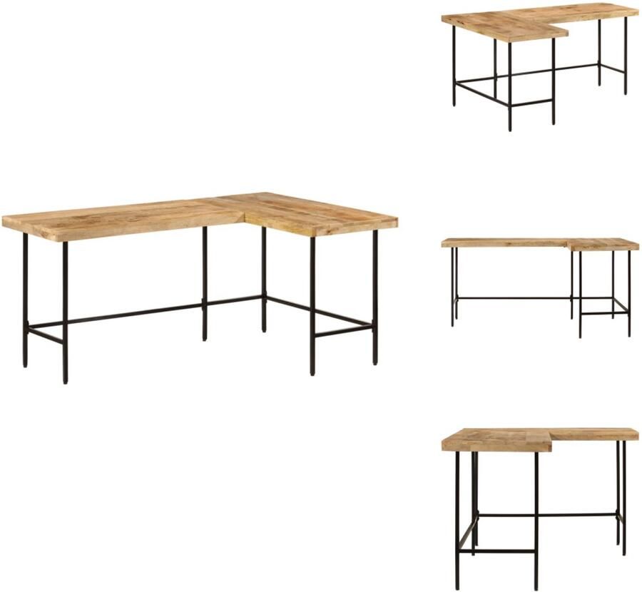 VidaXL Bureau Bureaus Computerbureau Hoekbureau Bureau 165x110x77 cm massief mangohout en ijzer