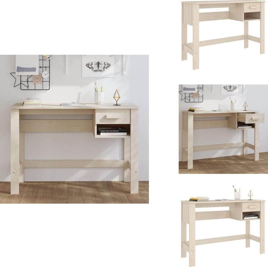 VidaXL Bureau Bureaus Computertafel Schrijftafel Bureau HAMAR 110x40x75 cm massief grenenhout honingbruin
