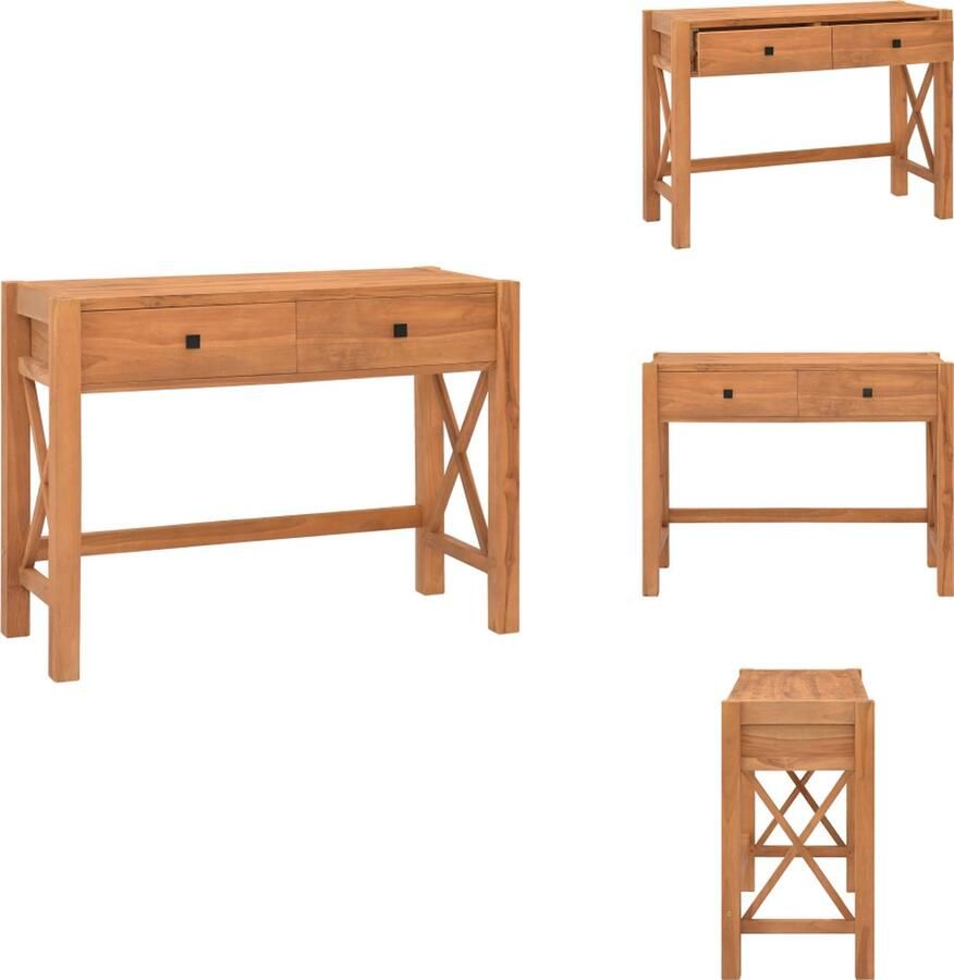 VidaXL Bureau Bureaus Houten Bureau Houten Bureaus Bureau met 2 lades 100x40x75 cm gerecycled teakhout