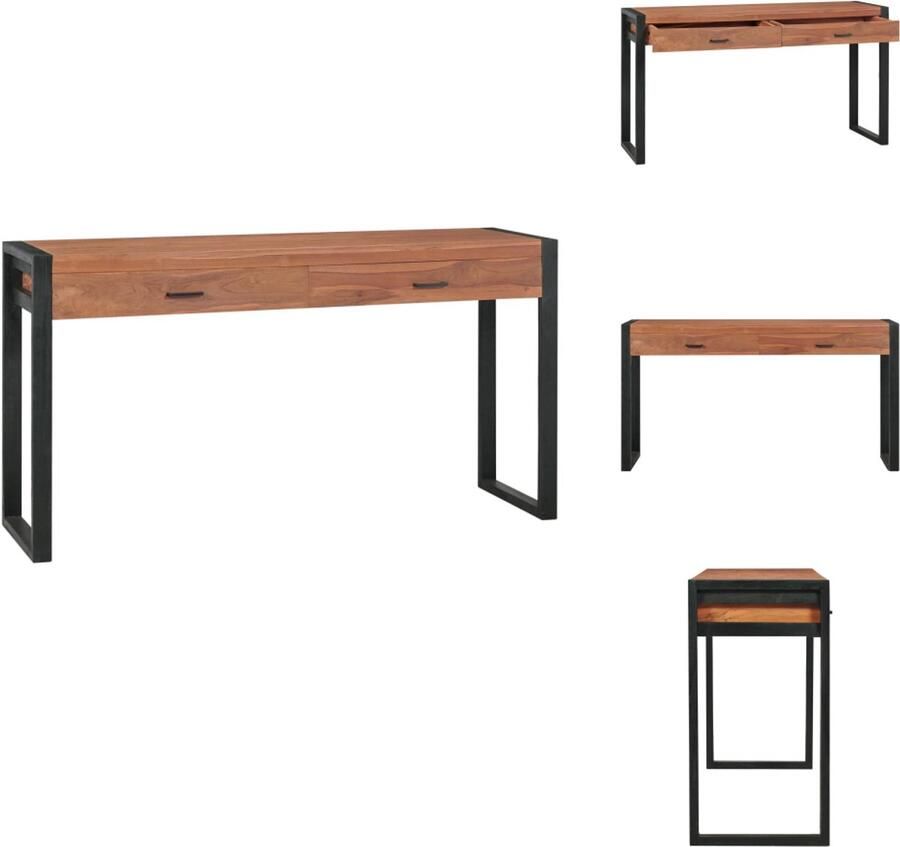 VidaXL Bureau Bureaus Houten Bureau Houten Bureaus Bureau met 2 lades 140x40x75 cm teakhout