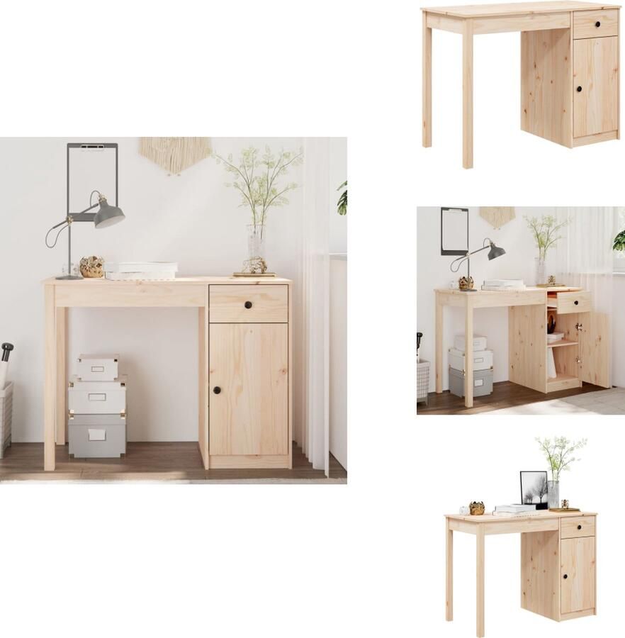 VidaXL Bureau Bureaus Houten Bureau Schrijftafel Bureau 100x50x75 cm massief grenenhout