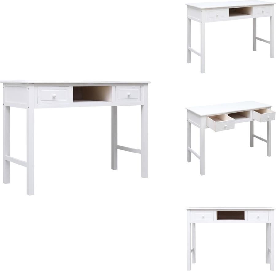 VidaXL Bureau Stijlvol en Praktisch Houten Bureau 108 x 45 x 76 cm Massief Paulowniahout Bureau