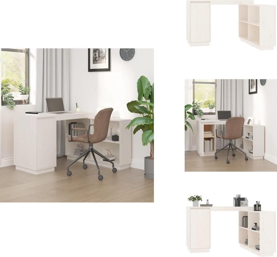 VidaXL Bureau Bureaus Houten Bureau Schrijftafel Bureau 110x50x75 cm massief grenenhout wit