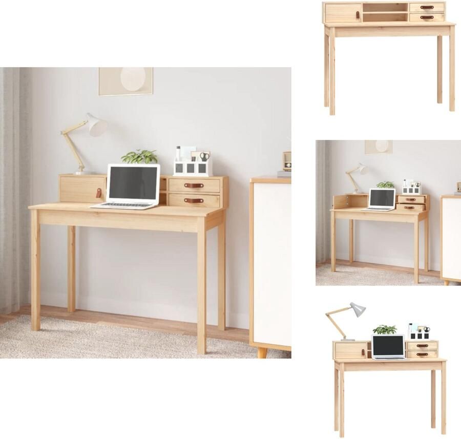 VidaXL Bureau Bureaus Houten Bureau Schrijftafel Bureau 110x50x93 cm massief grenenhout
