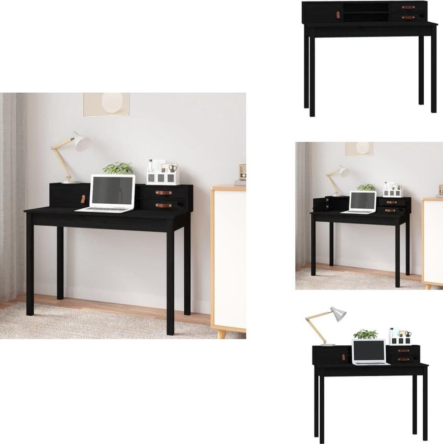 VidaXL Bureau Bureaus Houten Bureau Schrijftafel Bureau 110x50x93 cm massief grenenhout zwart