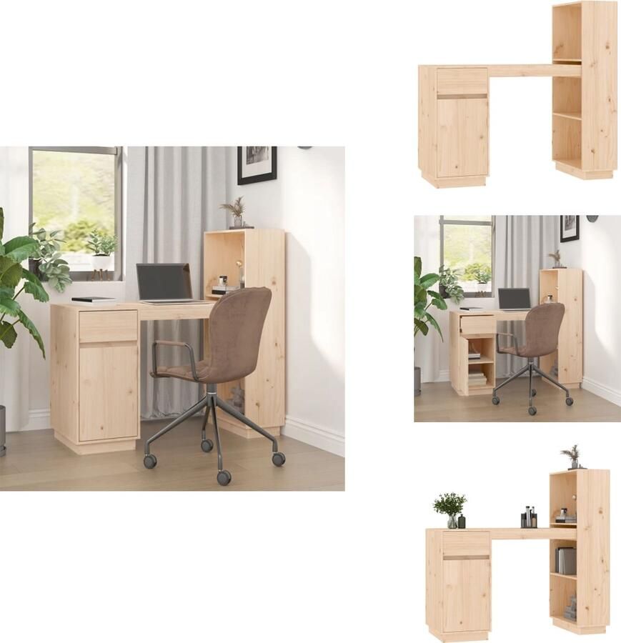 VidaXL Bureau Bureaus Houten Bureau Schrijftafel Bureau 110x53x117 cm massief grenenhout