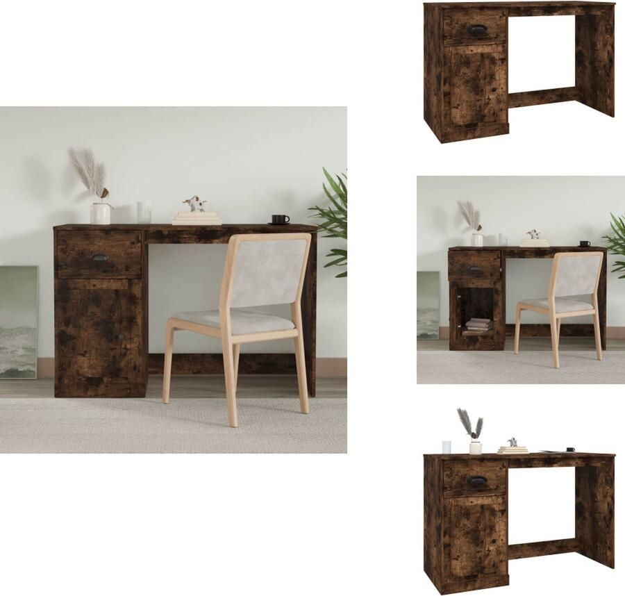 VidaXL Bureau Bureaus Houten Bureau Schrijftafel Bureau met lade 115x50x75 cm bewerkt hout gerookt eikenkleurig