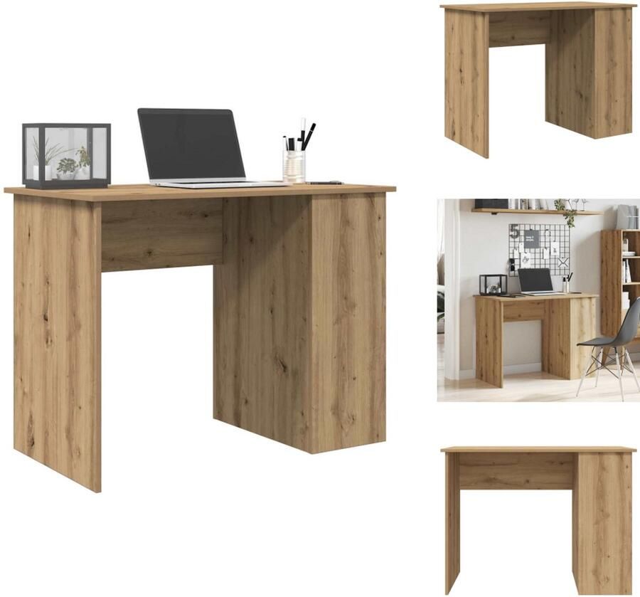 VidaXL Bureau Bureaus Laptoptafel Computertafel Bureau 100x55x75 cm bewerkt hout artisanaal eikenkleur