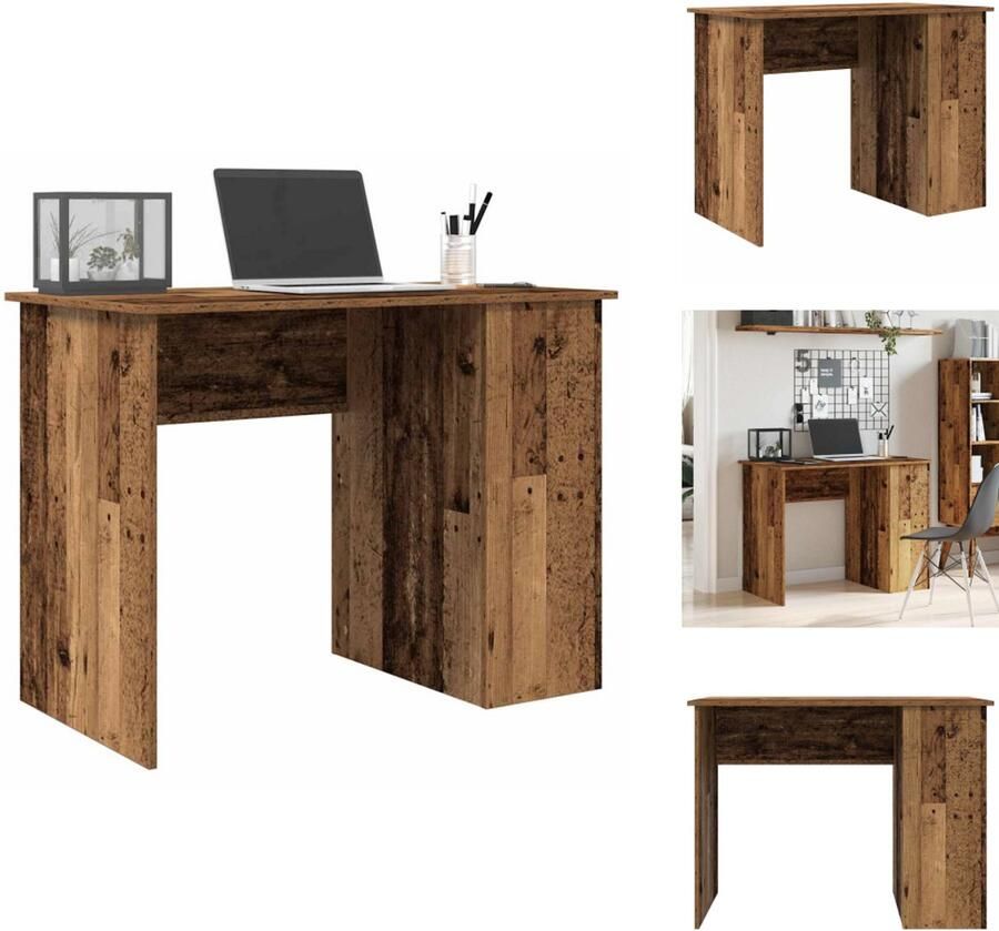VidaXL Bureau Bureaus Laptoptafel Computertafel Bureau 100x55x75 cm bewerkt hout oud houtkleurig