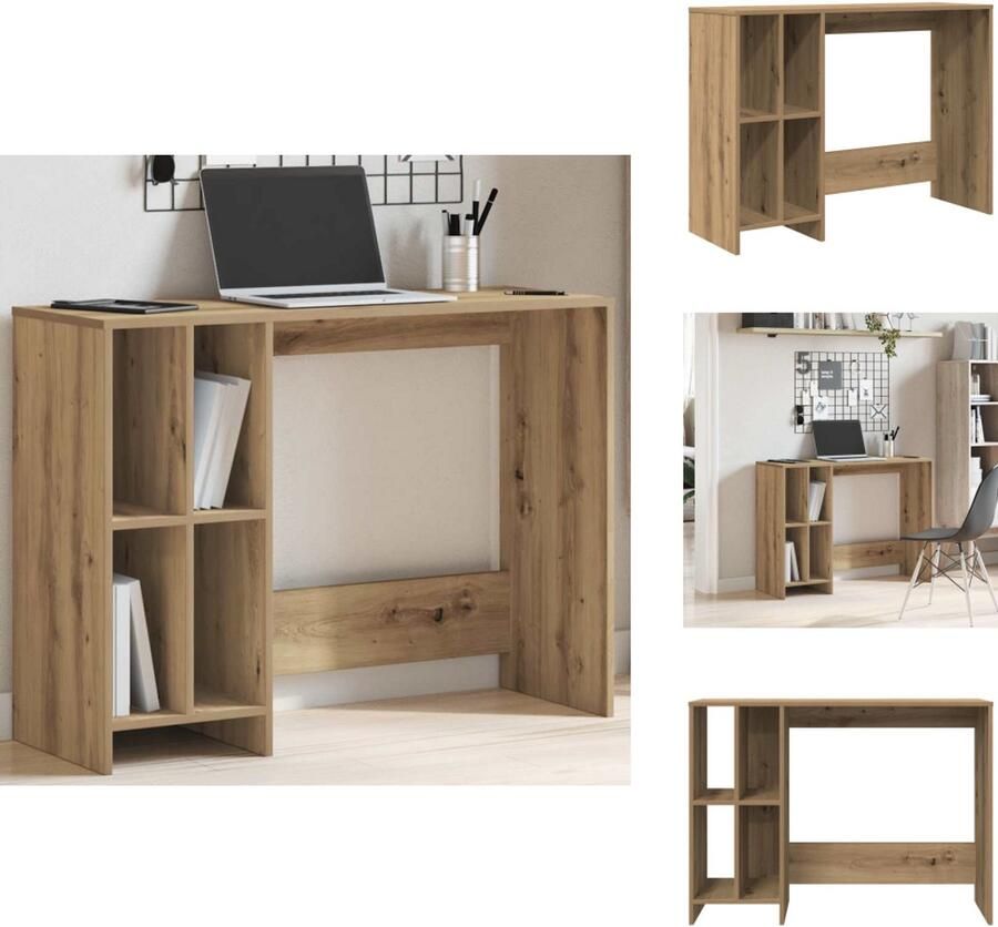VidaXL Bureau Bureaus Laptoptafel Computertafel Bureau 102 5x35x75 cm bewerkt hout artisanaal eikenkleur