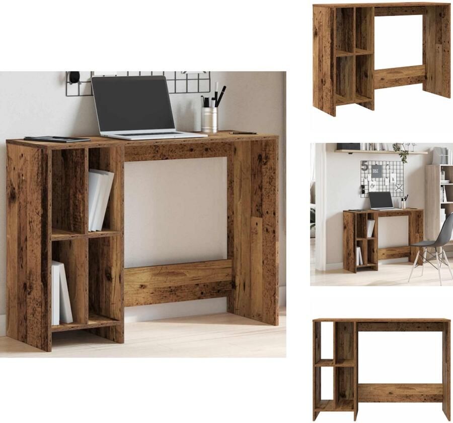 VidaXL Bureau Bureaus Laptoptafel Computertafel Bureau 102 5x35x75 cm bewerkt hout oud houtkleurig